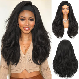 Lady Miranda 26-inch headband wig front view shows natural yaki texture for daily wear.