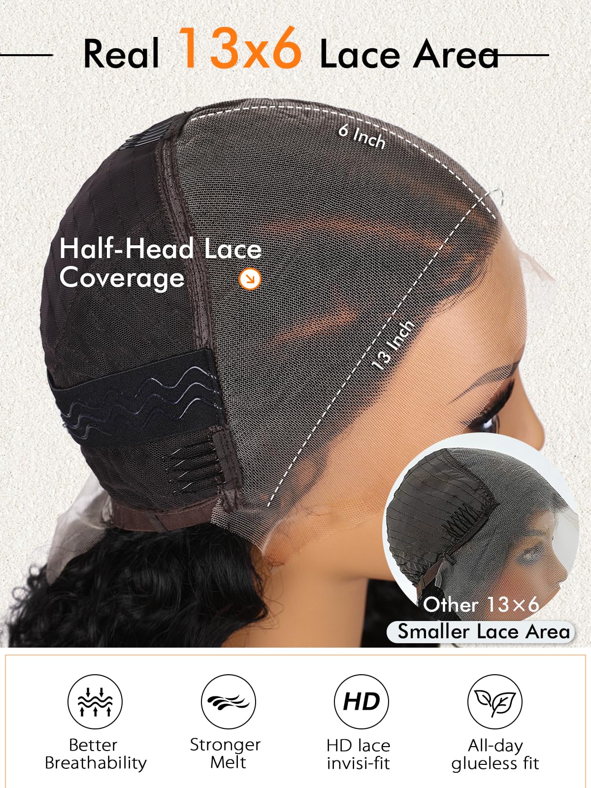 Lady Miranda glueless wig back view shows secure fit with adjustable straps.