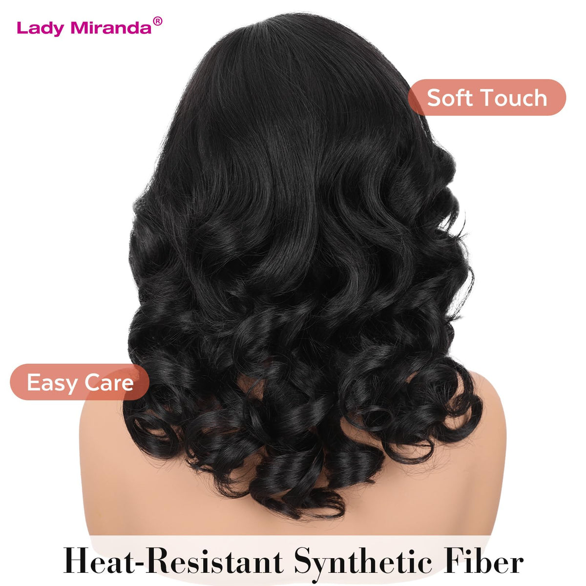 Lady Miranda short natural-wavy wig ideal for quick transformations