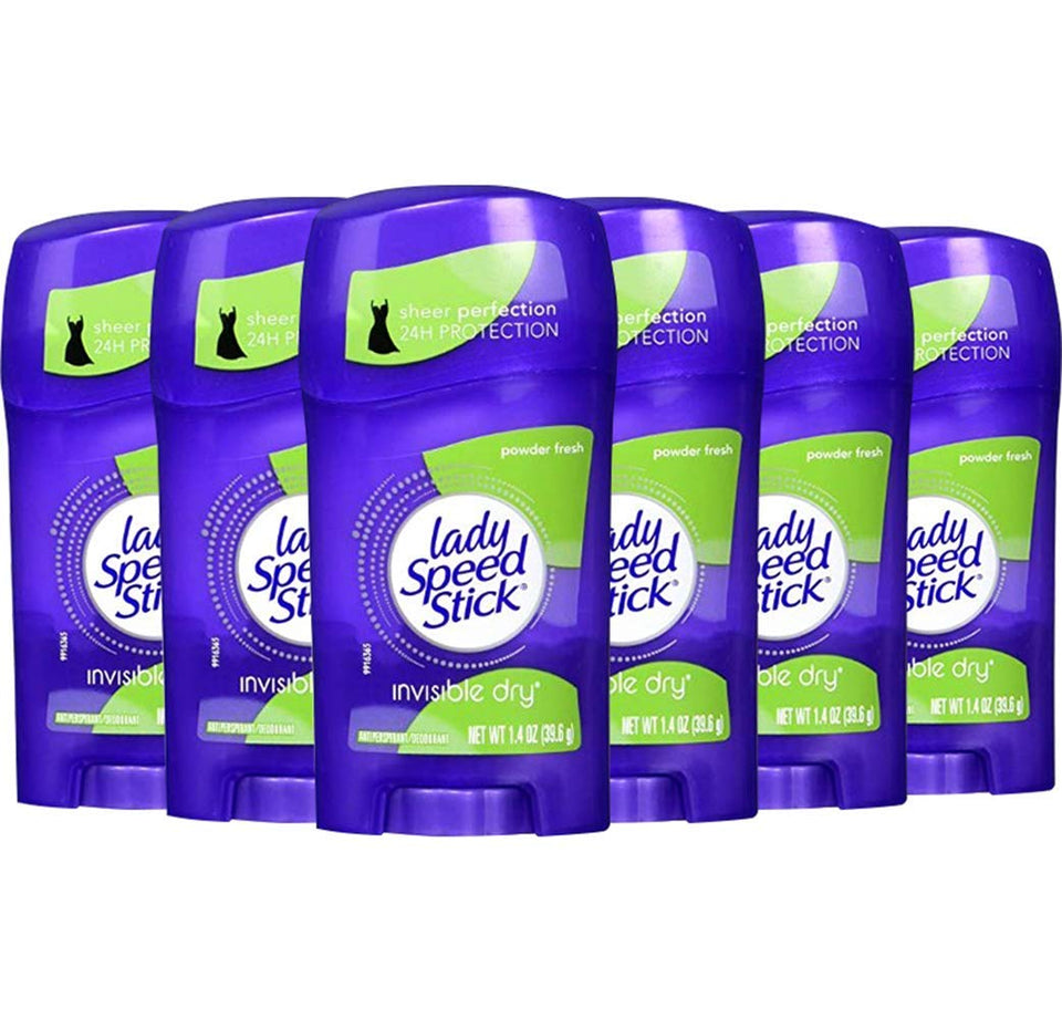 Lady Speed Stick Invisible Dry bottle showing powder-fresh formula for all-day confidence