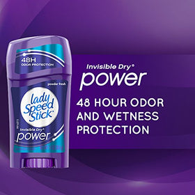 Lady Speed Stick Invisible Dry Powder Fresh pack shown for convenient, long-lasting protection on the go.