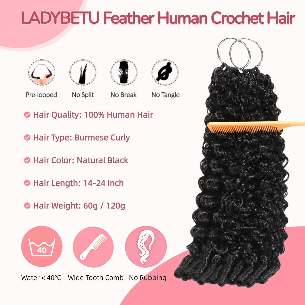 LADYBETU reusable crochet hair for multiple looks and long-term use.