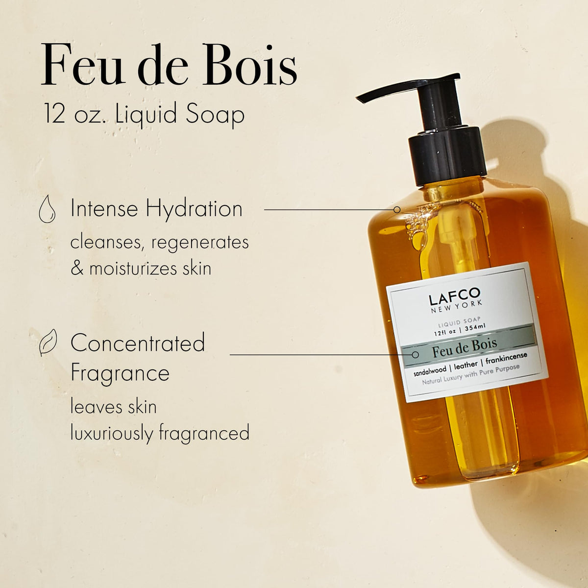 Close-up foam detail from Feu de Bois soap highlighting olive oil hydration
