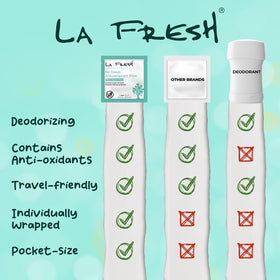 La Fresh Travel Lite Wipes clear formula leaves no white residue.