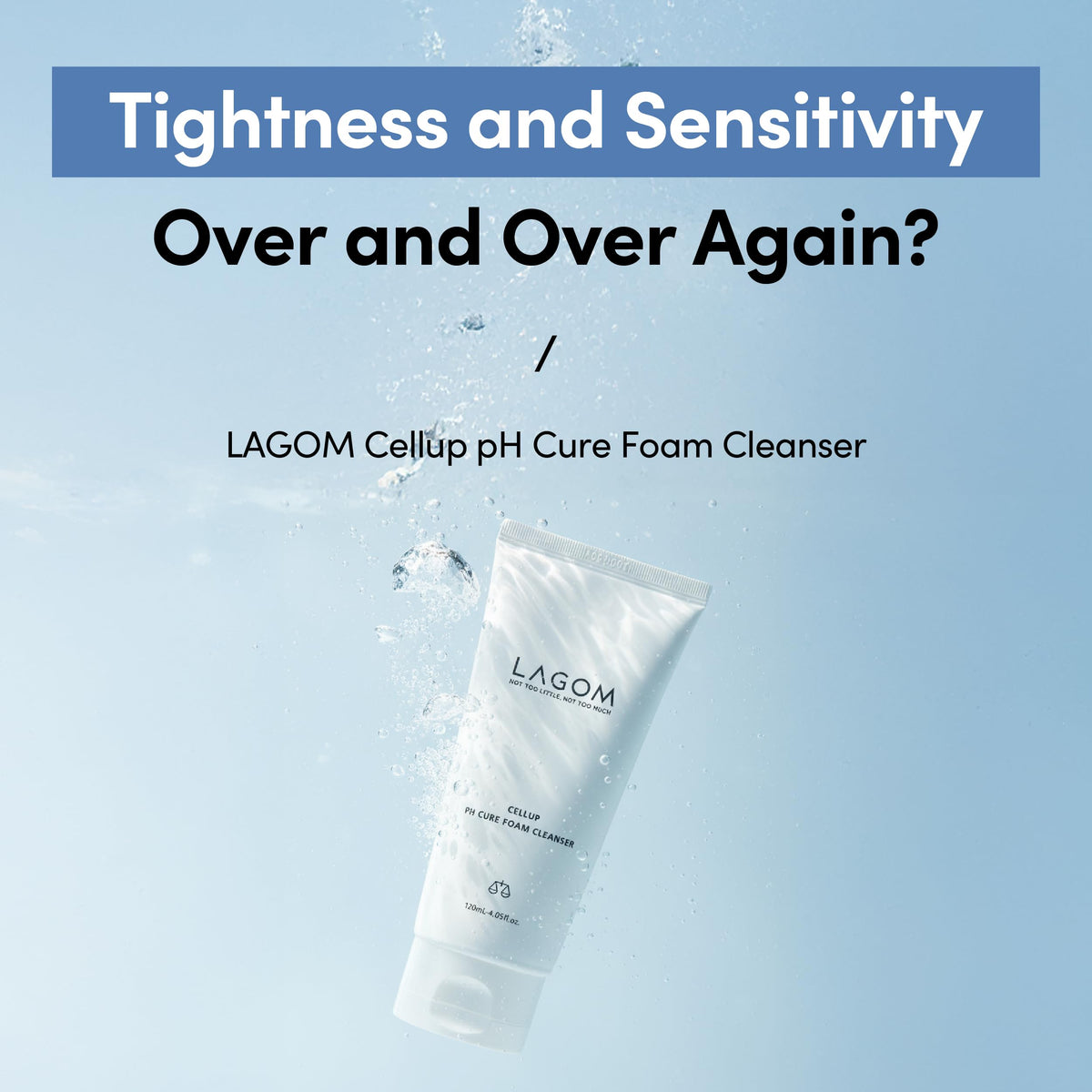 LAGOM Cellup bottle close-up highlights soft texture and mild formula