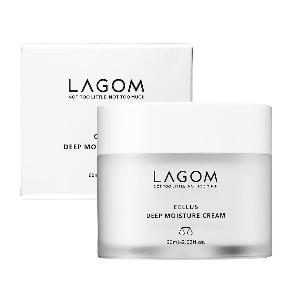 LAGOM Cellus Deep Moisture Cream jar close-up showing smooth daily hydration.