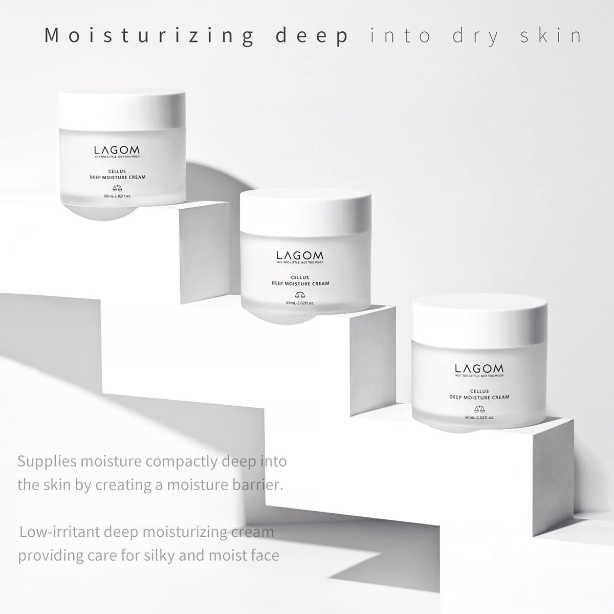 Texture swatch of LAGOM Cellus Deep Moisture Cream demonstrates quick absorption.