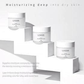 Texture swatch of LAGOM Cellus Deep Moisture Cream demonstrates quick absorption.