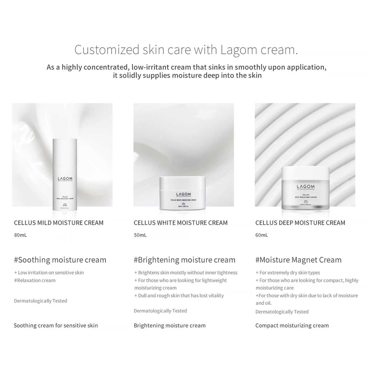LAGOM Cellus fragrance-free label signals gentle suitability for sensitive skin.