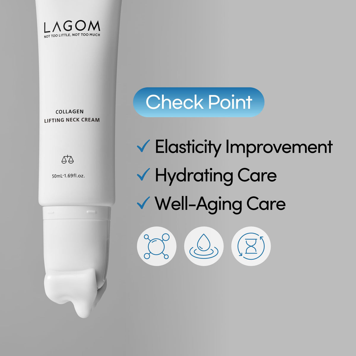 LAGOM neck cream roller in action smoothing the jawline