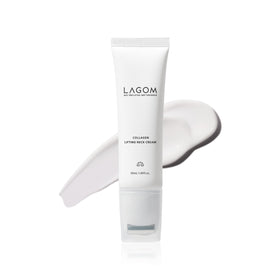 LAGOM collagen lifting neck cream with roller close-up for smoother neck texture