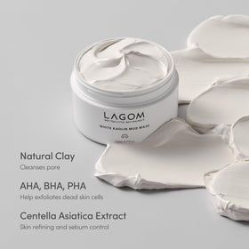 LAGOM Kaolin-Bentonite-Fermented Clay blend cleanses pores while gentle exfoliation