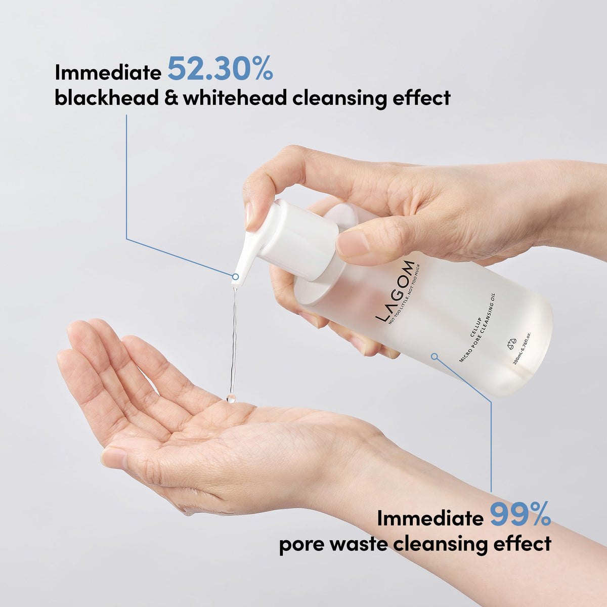 LAGOM application routine image showing gentle pre-cleanse step.