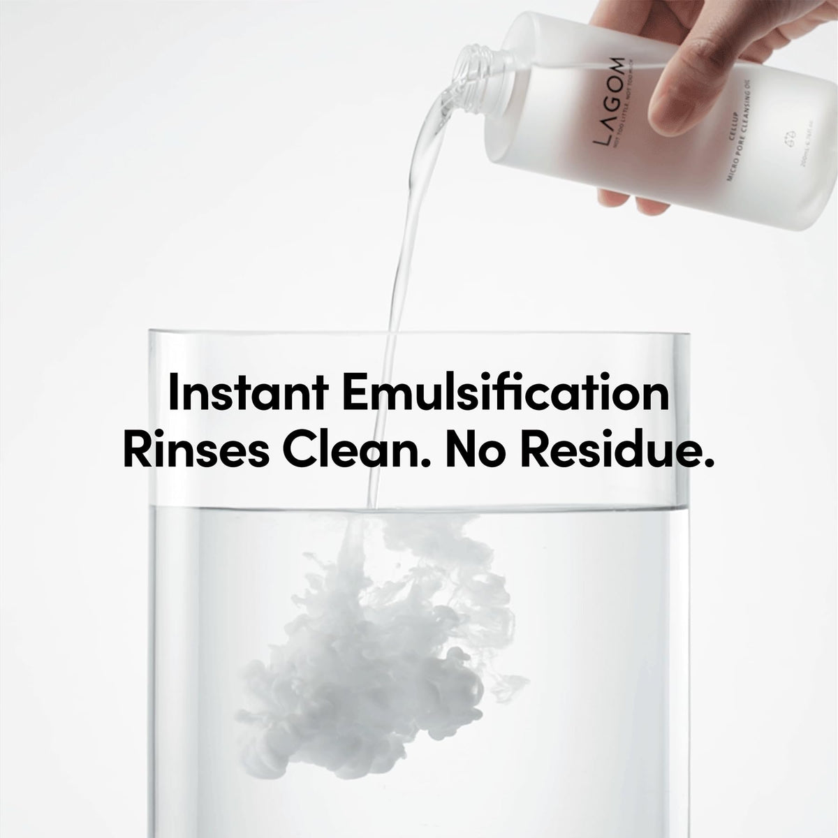 LAGOM Micro Pore Cleansing Oil swirl in hand demonstrates emulsification.