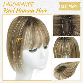 Lagomance clip-in-bangs-application shows quick, secure wear.