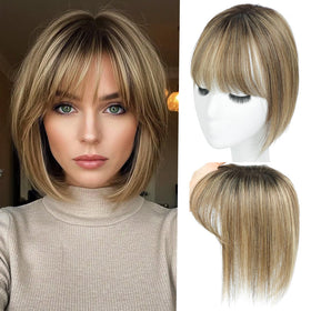Lagomance hair toppers-coverage-top close-up shows natural blend and 120% density.