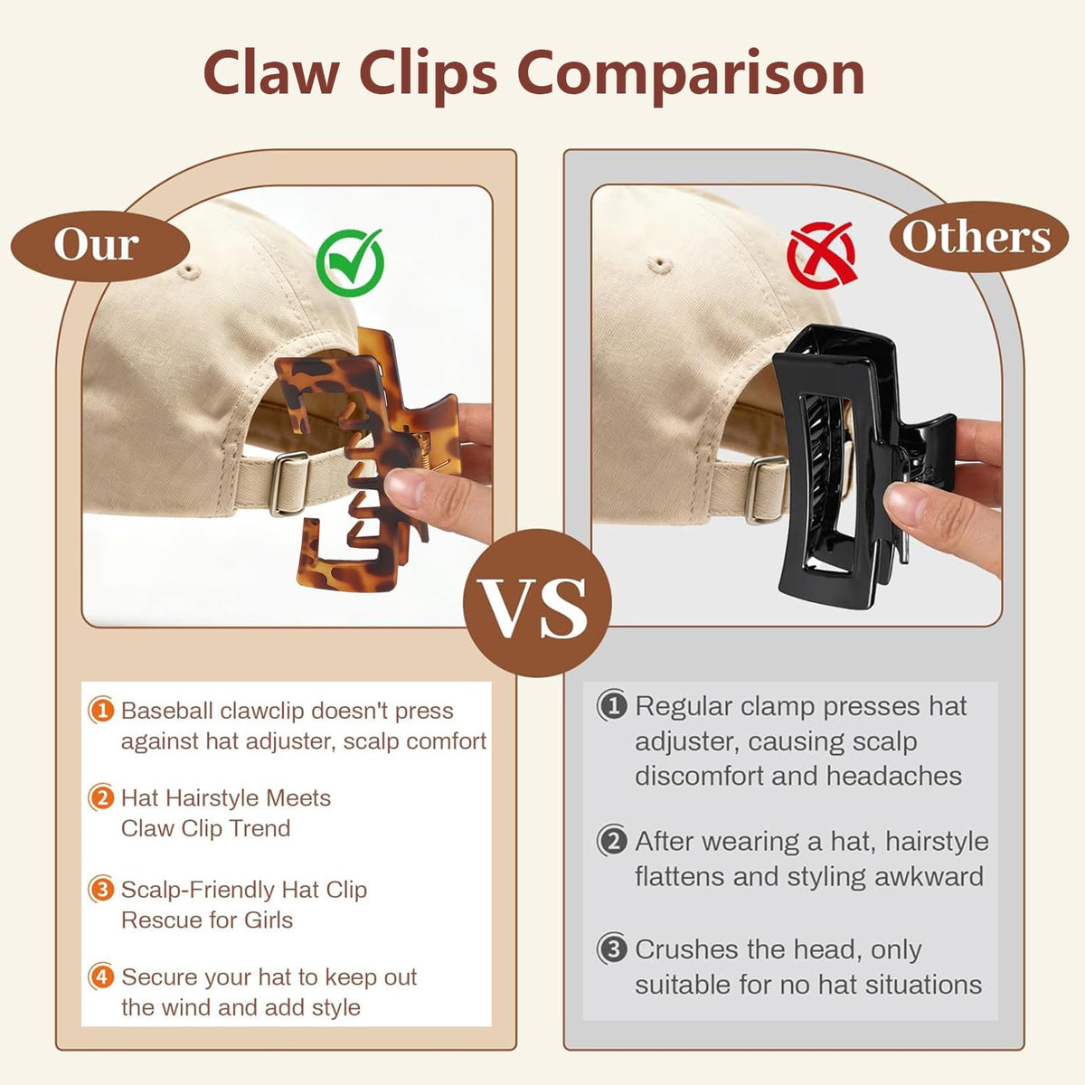Lahnie clip designed to grip thick and thin hair without slipping