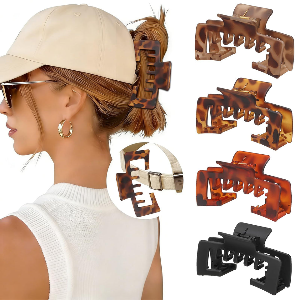 Lahnie hat-friendly claw clip with top teeth design for comfortable cap wear