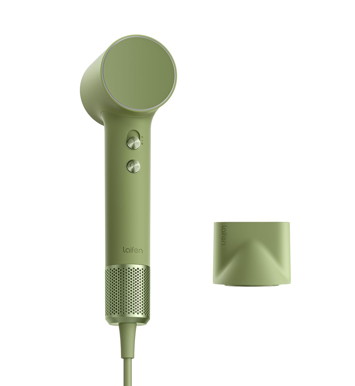 Laifen MINI hair dryer front view showing compact profile for travel