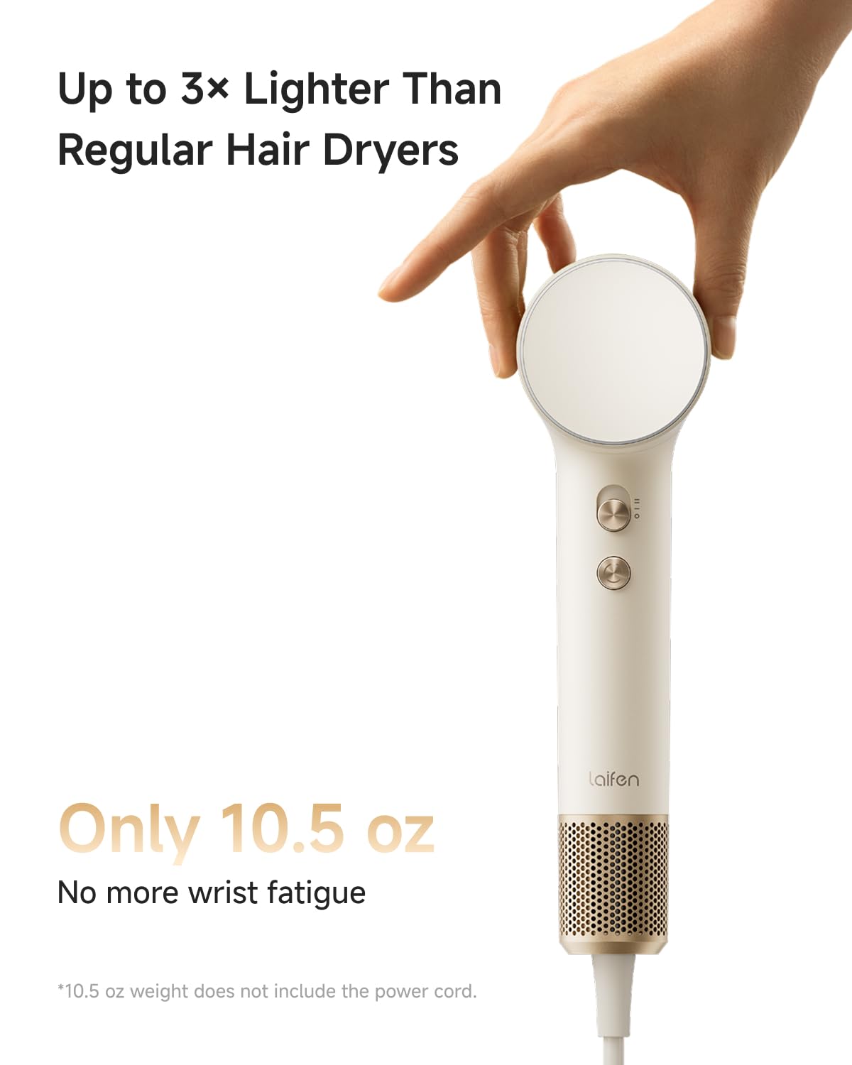 Laifen MINI 100t/s temperature control reduces heat exposure during styling.