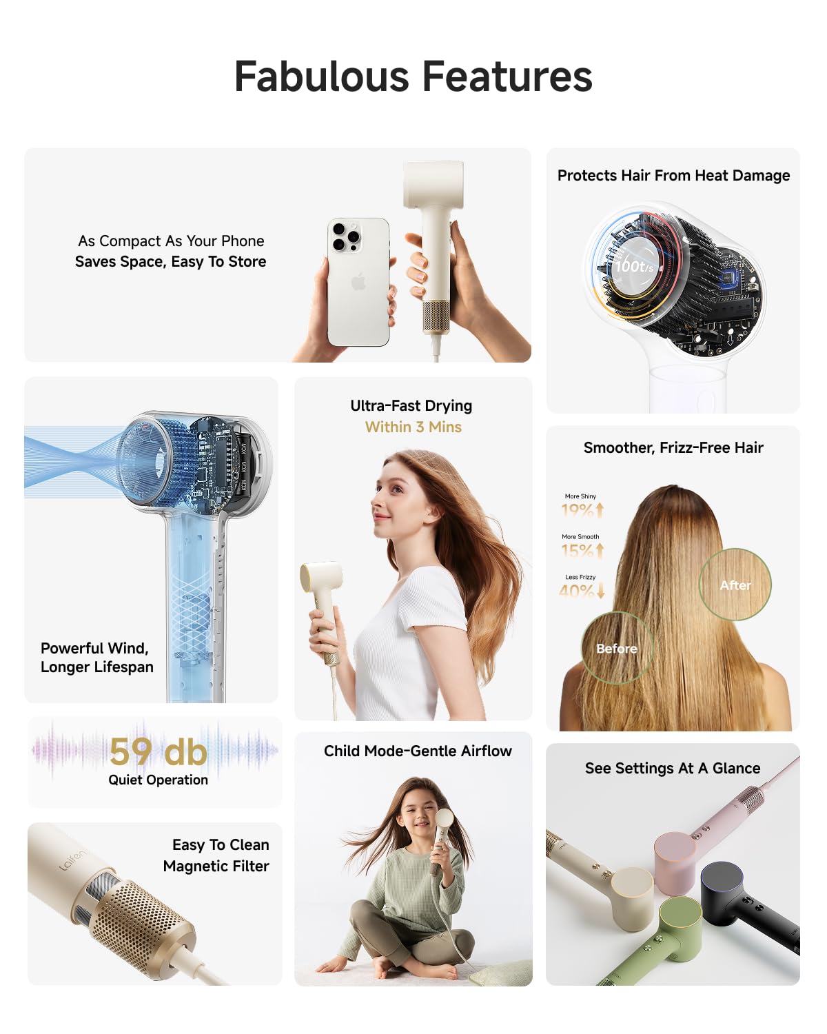Laifen MINI magnetic nozzle attachment for versatile styling.