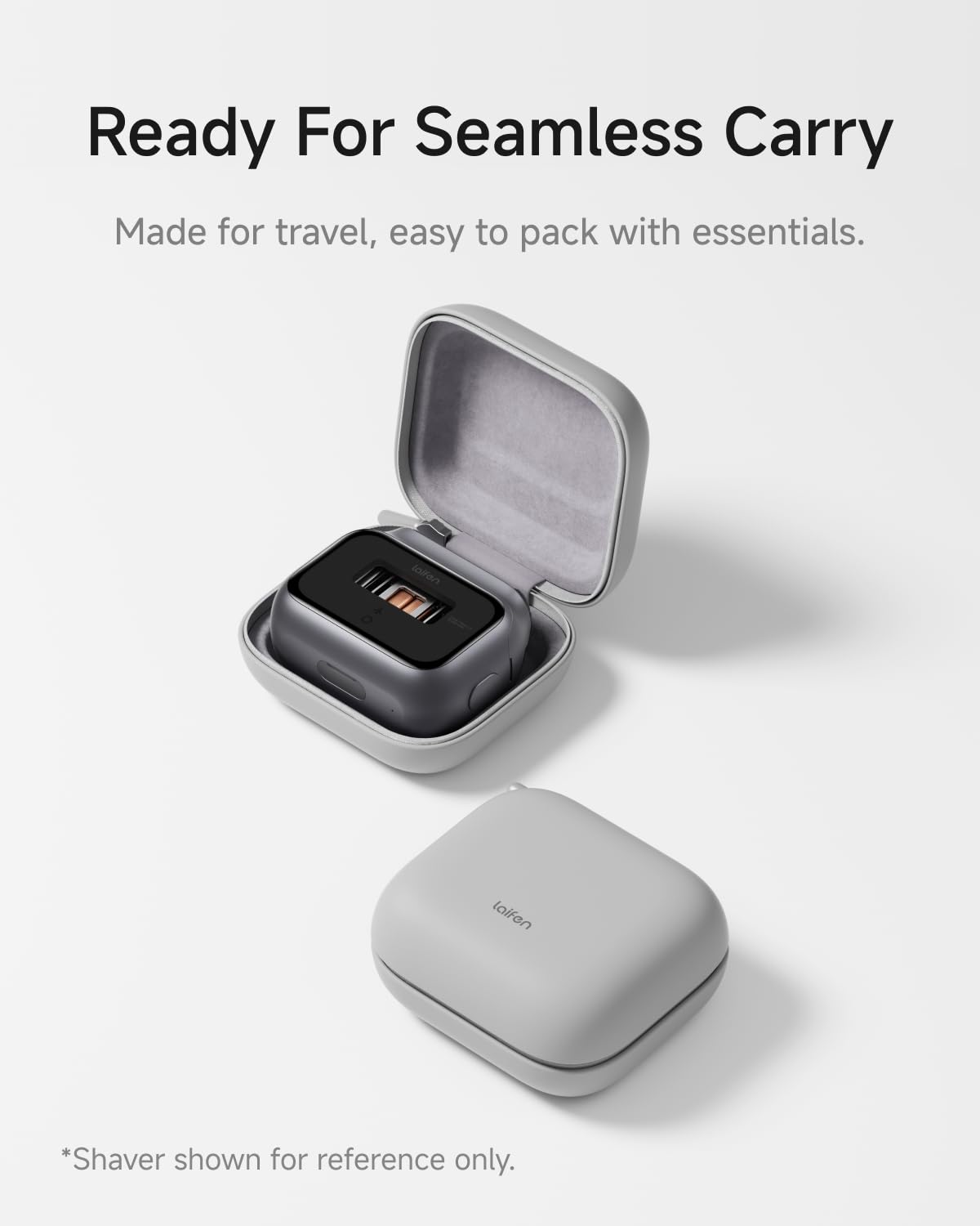 Laifen P3 Pro travel pod grey hidden zipper keeps contents secure during travel.
