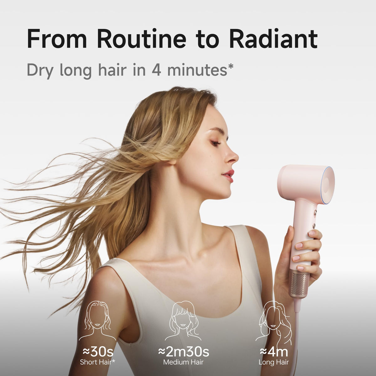 Laifen dryer emits 200M negative ions to reduce frizz during drying.