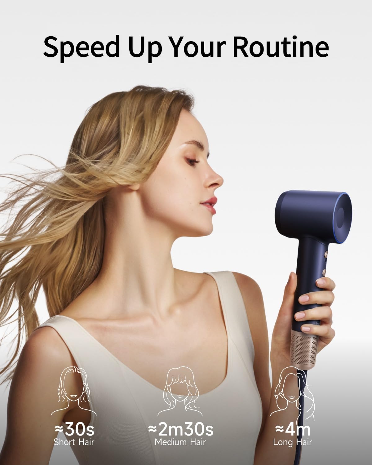 Laifen Premium Hair Dryer 3-color LED shows temperature for precise heat control