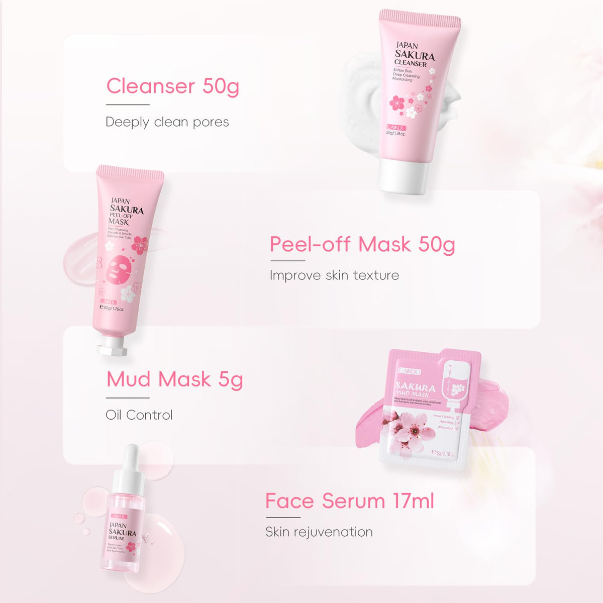 LAIKOU Sakura Hair Band included to keep hair away during skincare