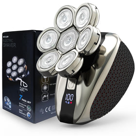 LAJCAEN 7D head shaver front view shows a sleek, balanced design for bald men.