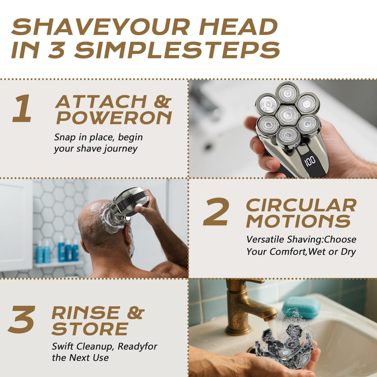 LAJCAEN 7D shaver with travel case is ideal for trips.
