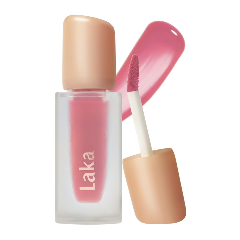 Laka Fruity Glam Tint compact front view with a vivid shade for easy color testing
