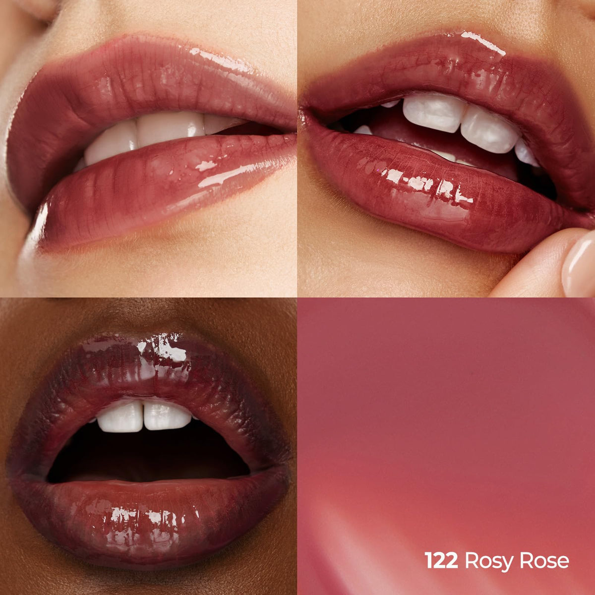 Close-up of Laka Fruity Glam Tint glassy finish on lips.