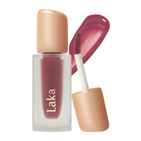 Laka Fruity Glam Tint packaging shows vegan branding and glassy finish.