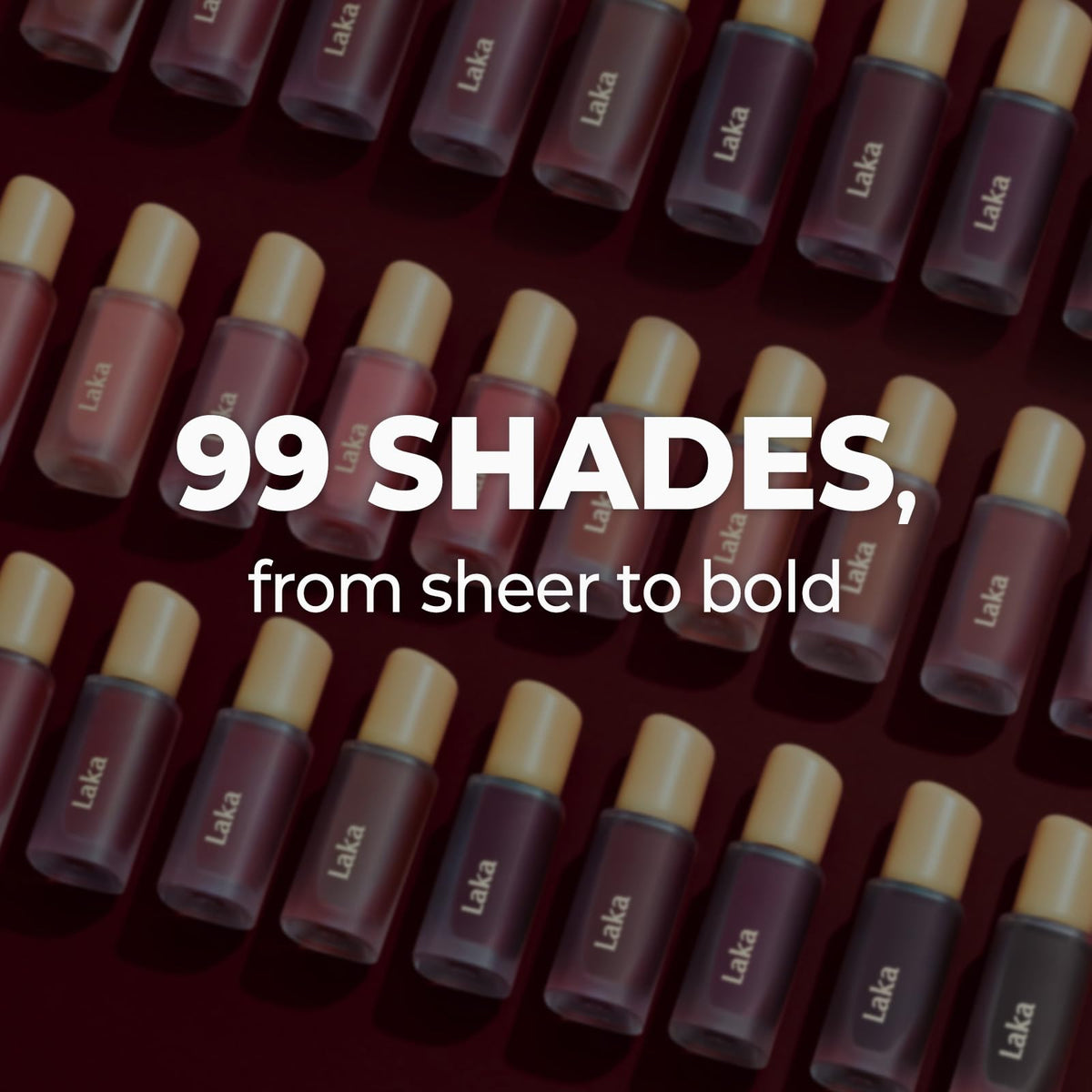 Laka Fruity Glam Tint stain chart highlights varying intensity.