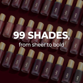 Laka Fruity Glam Tint stain chart highlights varying intensity.