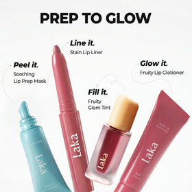 Laka Fruity Glam Tint stain and gloss interaction on lips