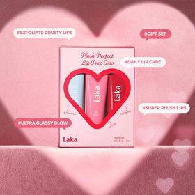 Laka fruity lip glotioners swatches display vivid color with glossy finish.