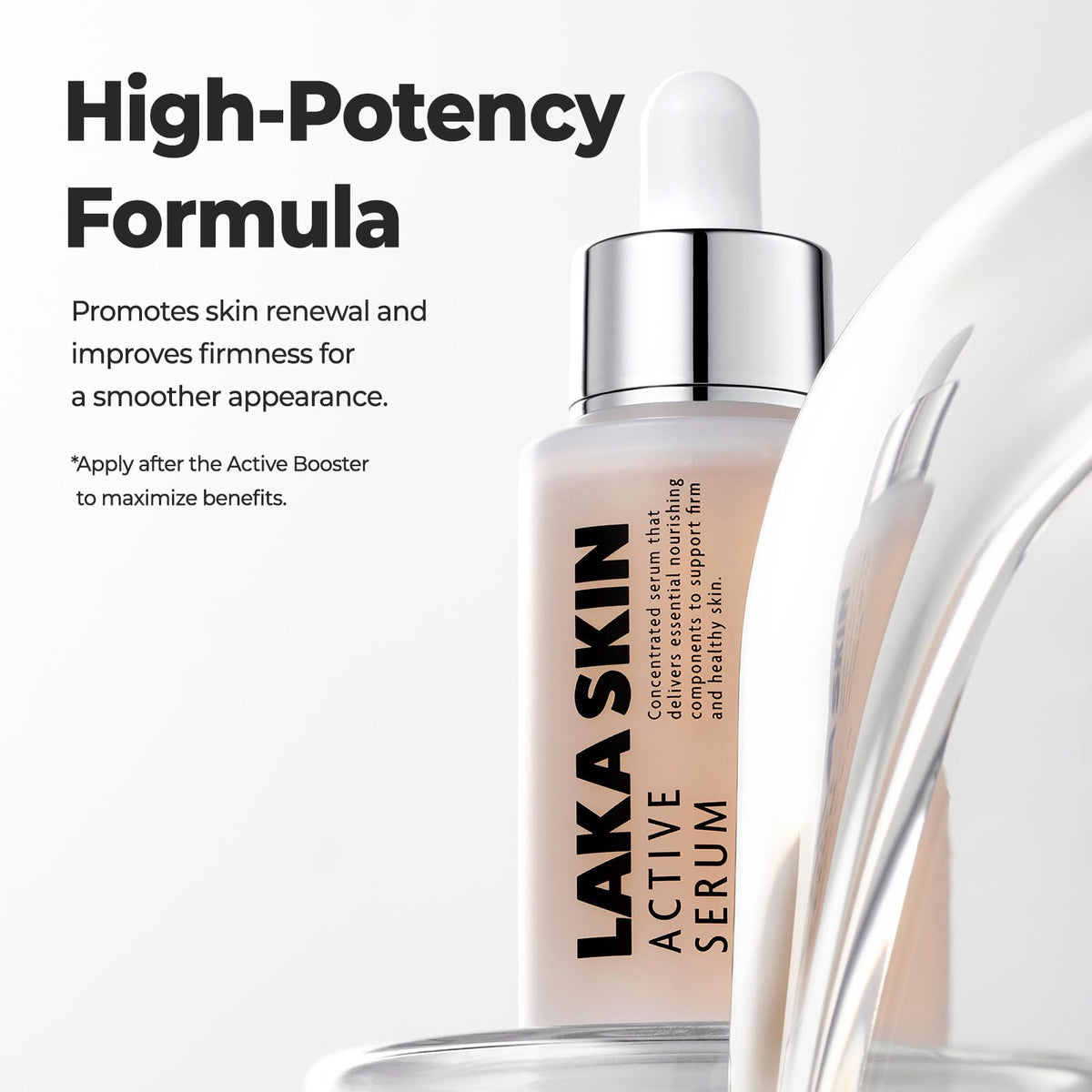 Laka Skin Active Serum on skin delivering a hydrated glow