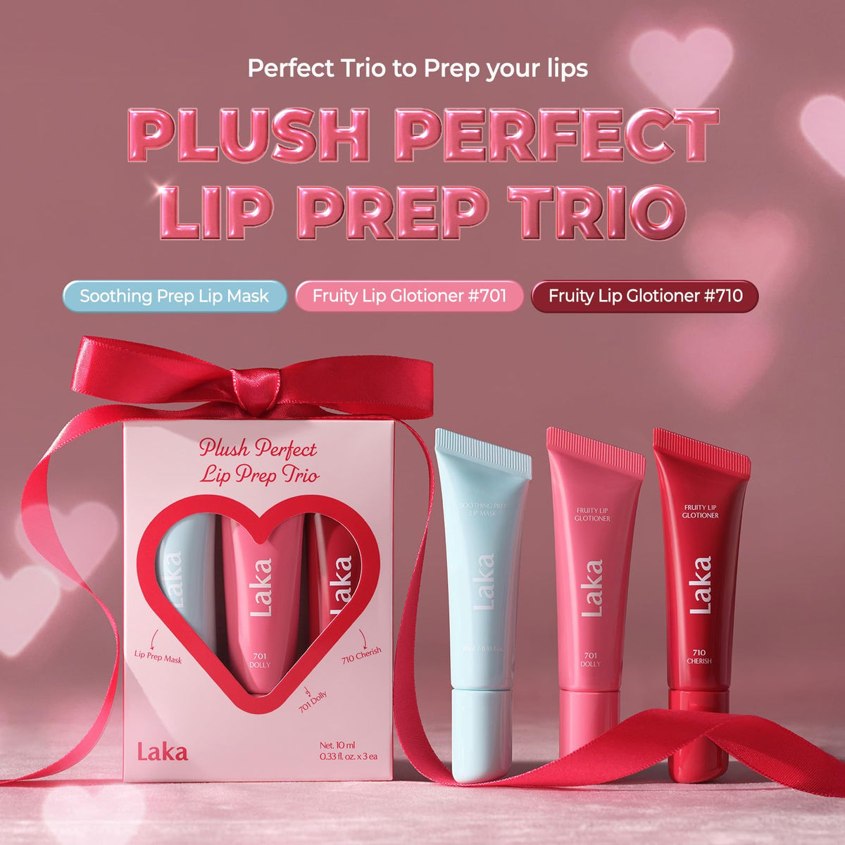 Laka soothing prep lip mask application for smooth, moisturized lips.
