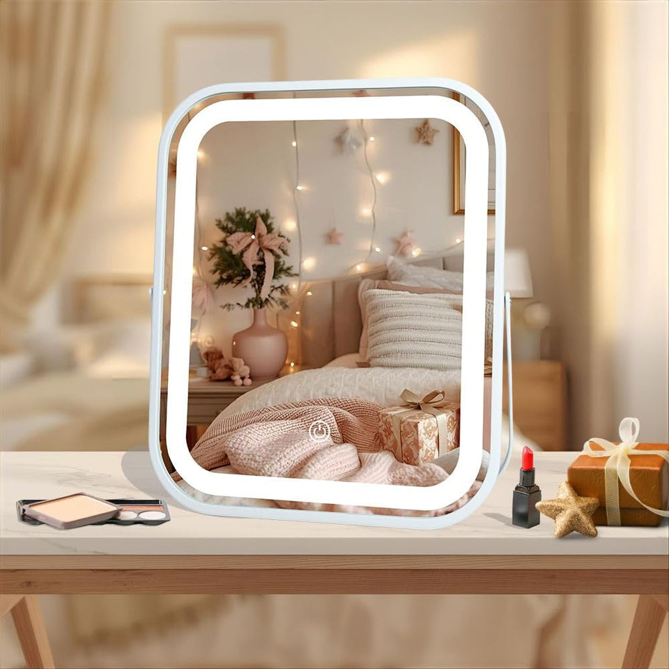 LAKFUES LED makeup mirror 8x10 for precise makeup in bright color