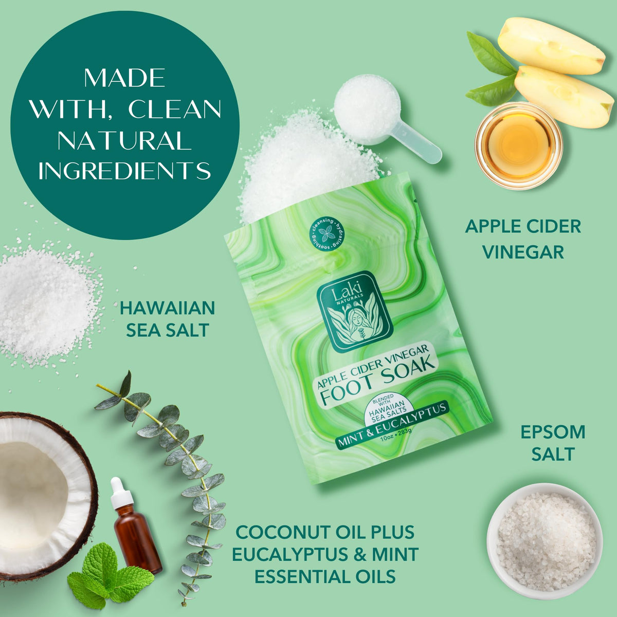 Laki Naturals Hawaiian Sea Salt Foot Soak crystals for a mineral-rich soak
