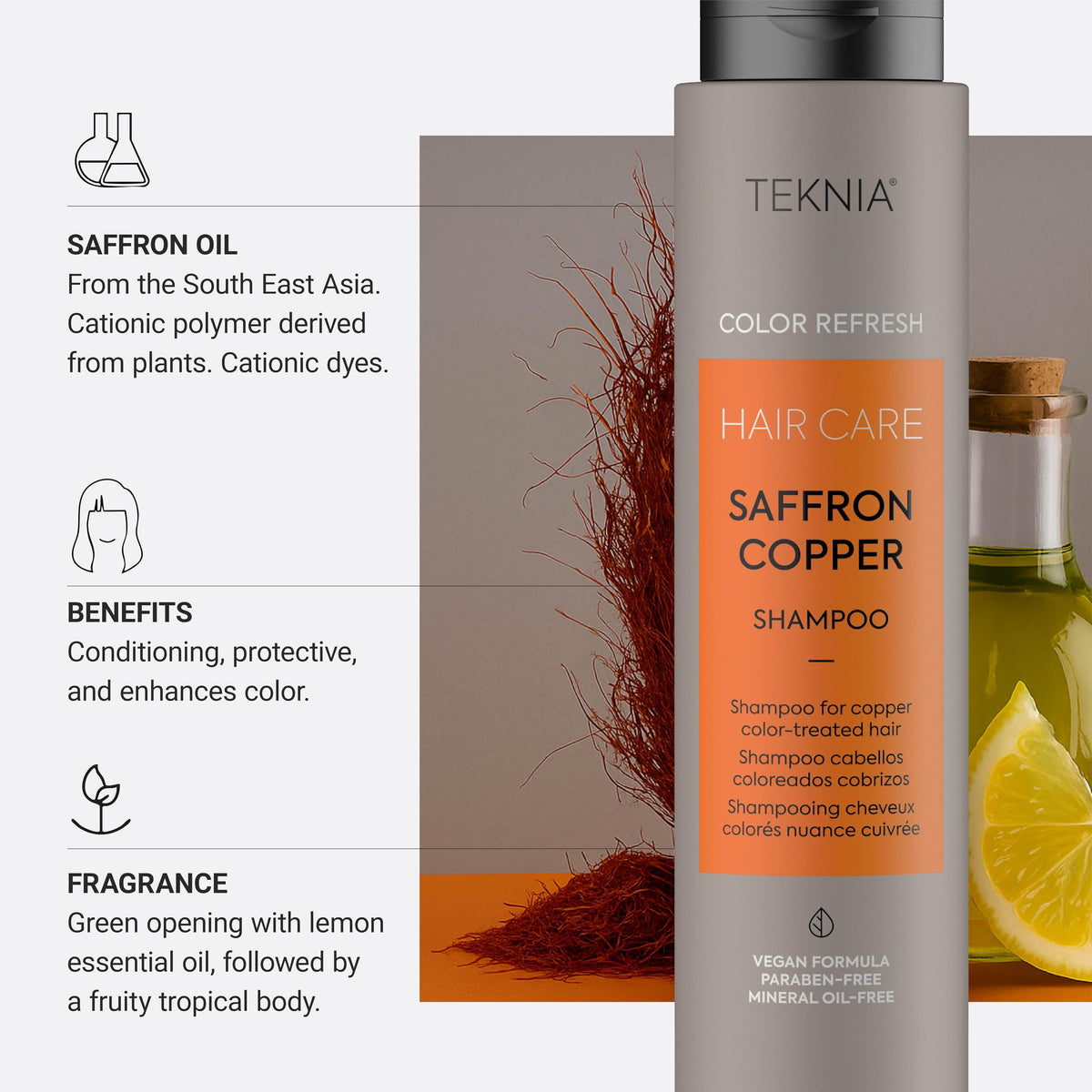 LAKMÉ Teknia Saffron Copper Shampoo application on hair for even color.