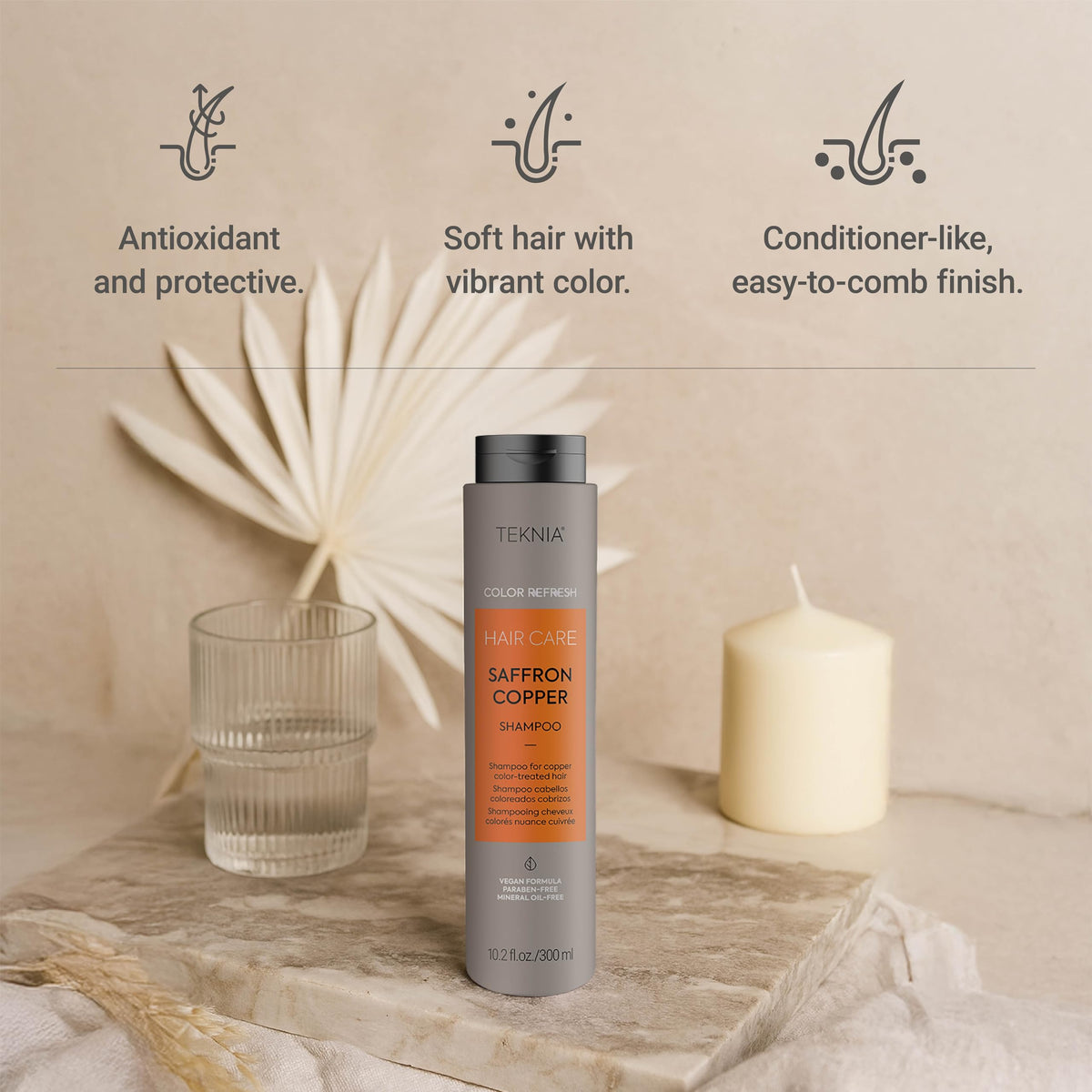 LAKMÉ Teknia Saffron Copper Shampoo color-deposit action for copper tones.
