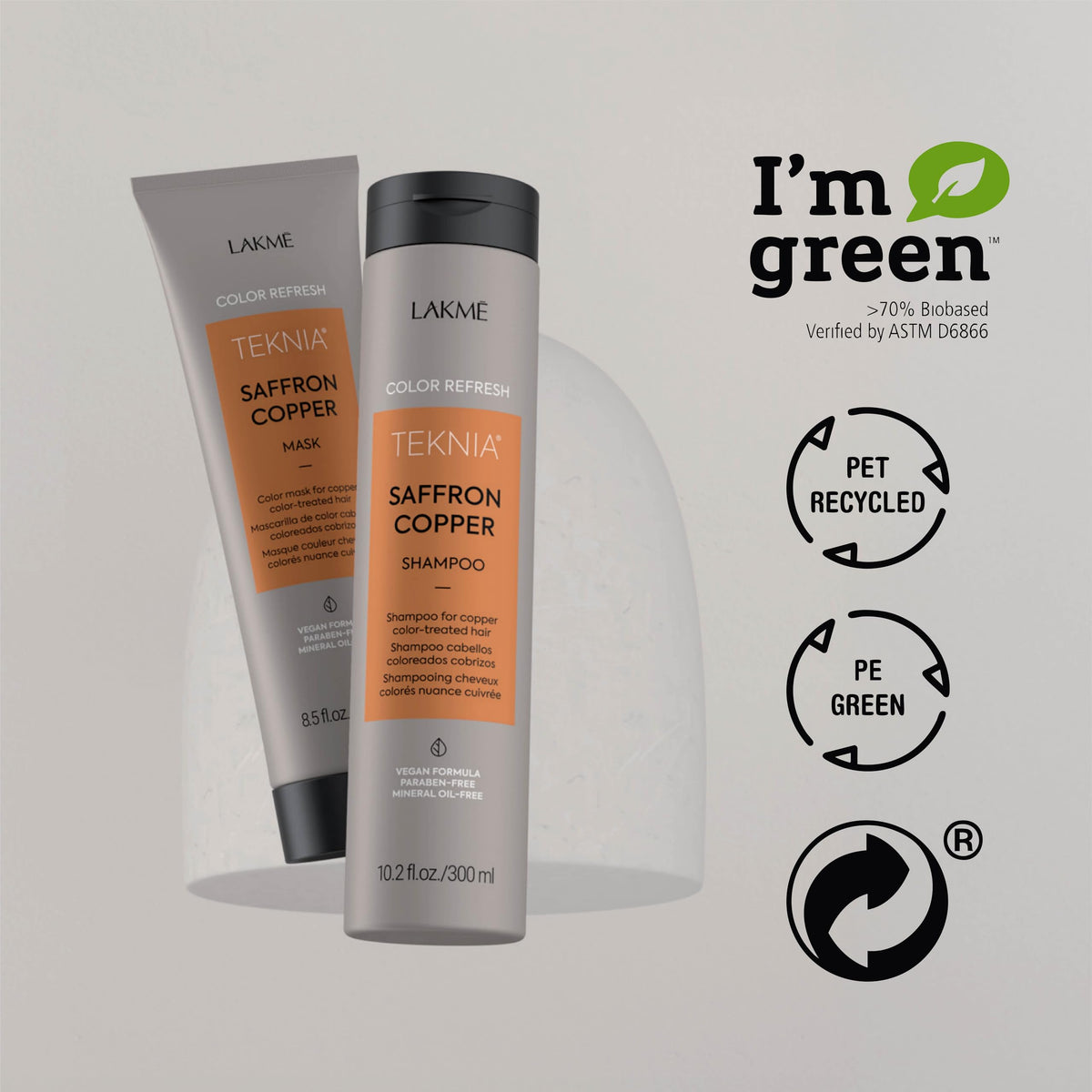 LAKMÉ Teknia Saffron Copper Shampoo delivers bronze shine after wash.