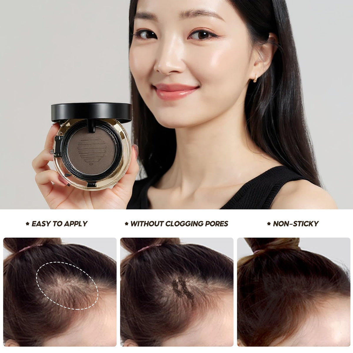 LALACHUU bald spot concealer delivering quick, mess-free coverage.