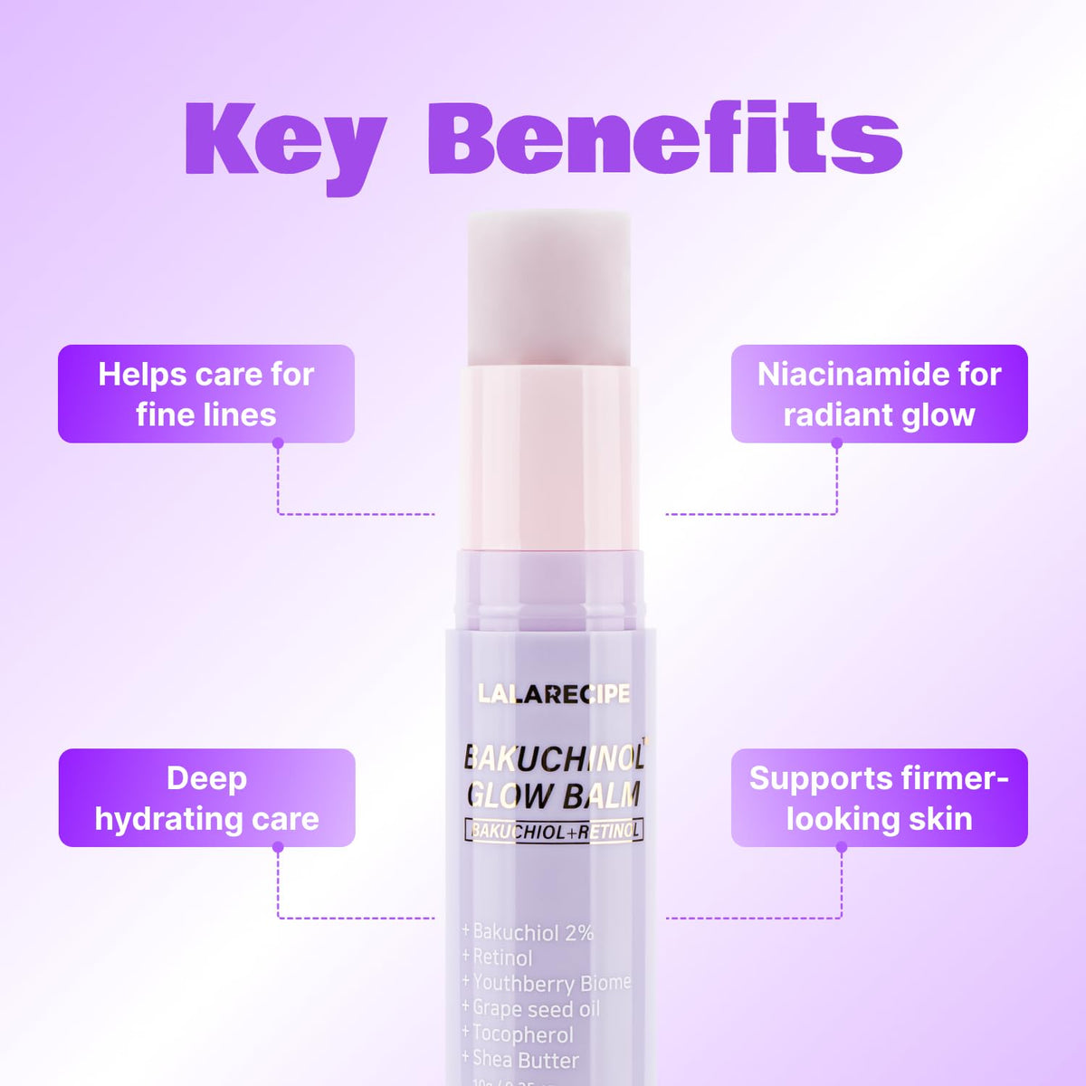 LALARECIPE on-the-go image shows travel-friendly skincare in a purse or pocket.