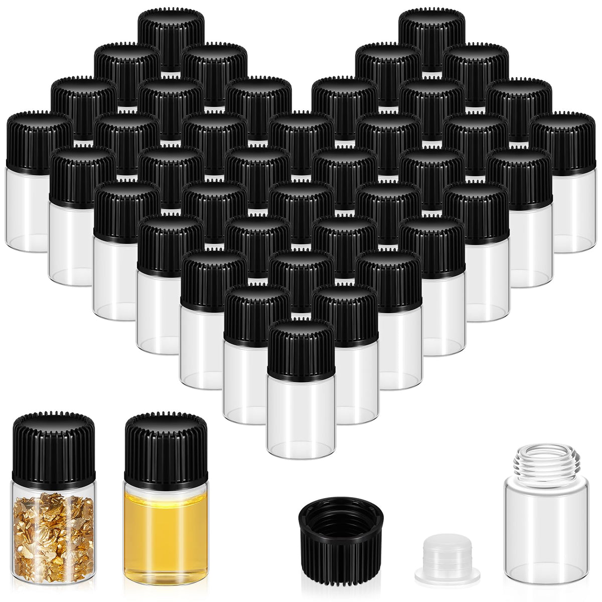 Lallisa 2ml glass vial with screw cap for secure essential oil storage.
