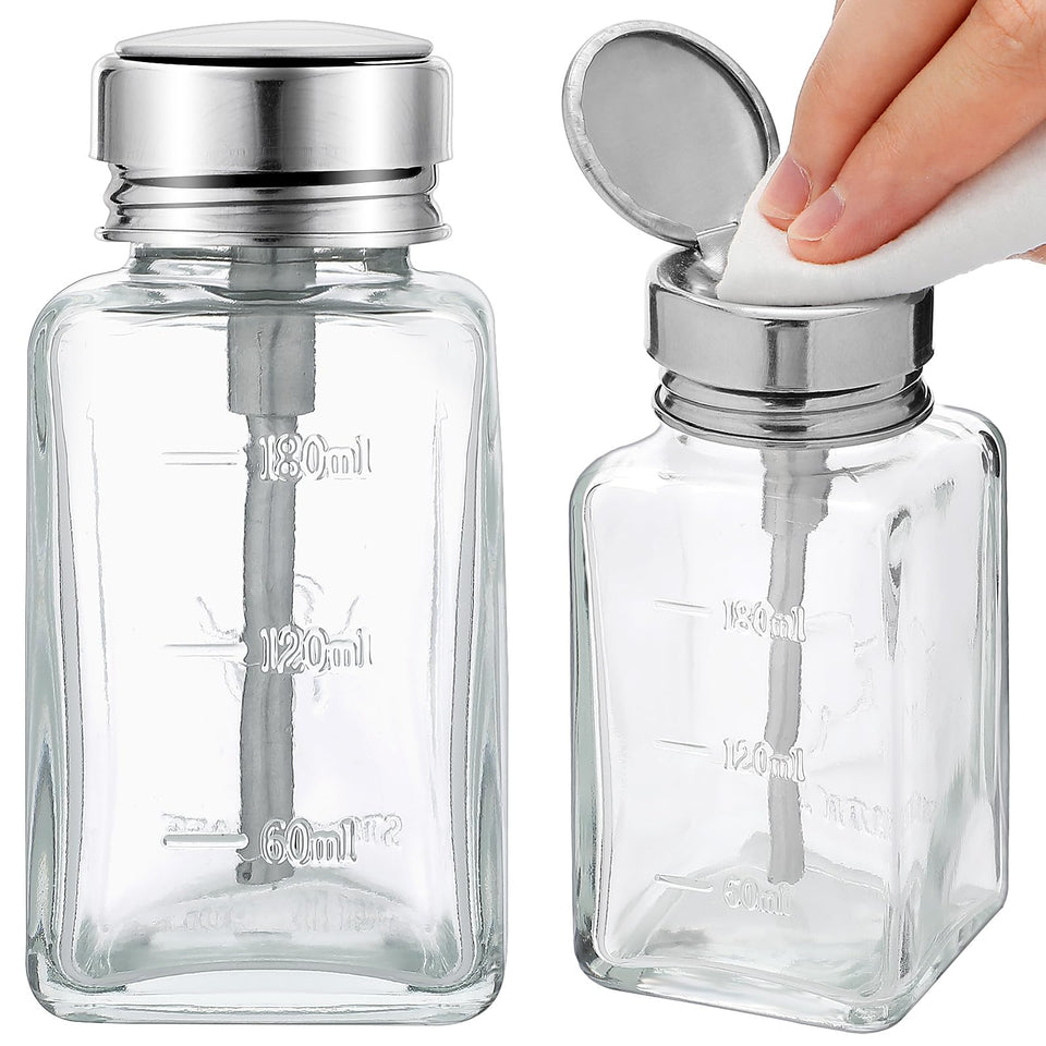 Lallisa glass pump bottle with clear contents for easy monitoring.