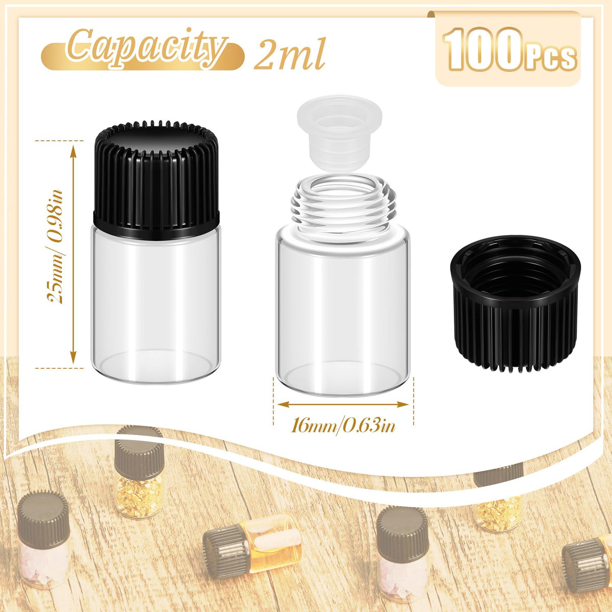 Close-up of leakproof screw-cap with inner stopper on a Lallisa vial.